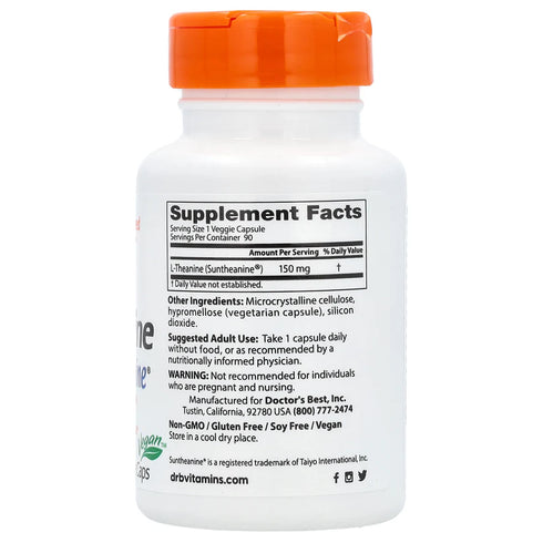 Image of L-Theanine with Suntheanine (150mg) 90caps supplement facts